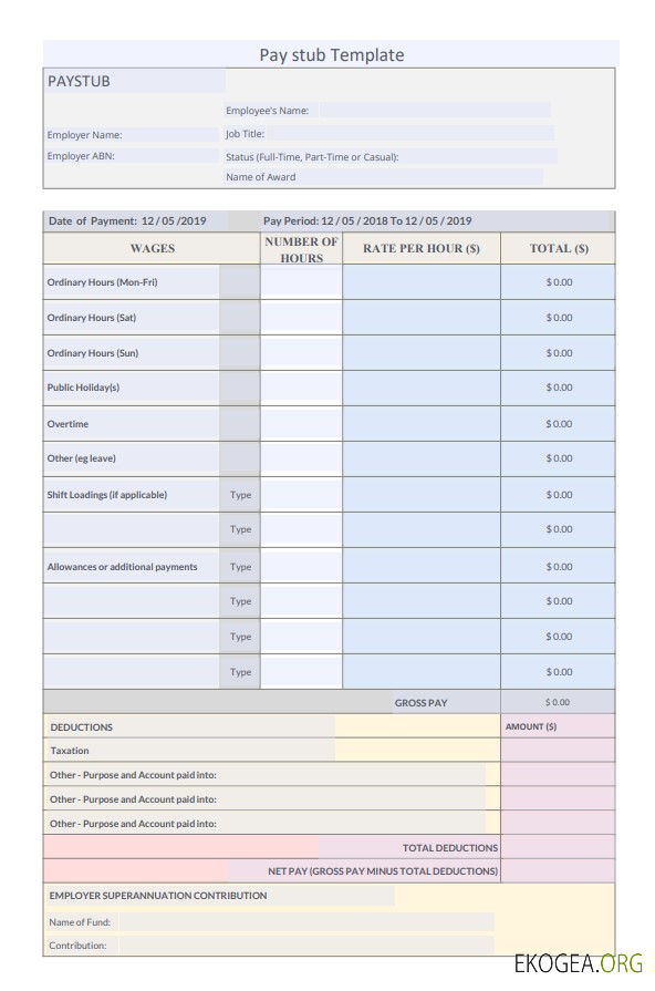 Modèle de bulletin de paie de cotisation de retraite de l'employeur